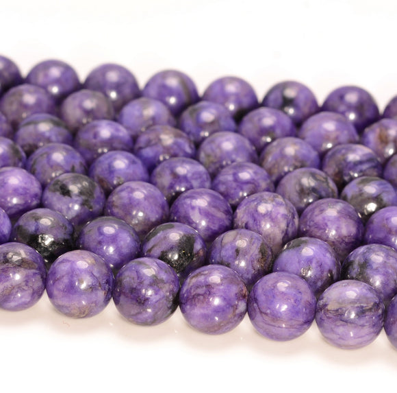 8MM Treated Charoite Gemstone Grade AAA Round Loose Beads 15.5 inch Full Strand (80009896-A187)