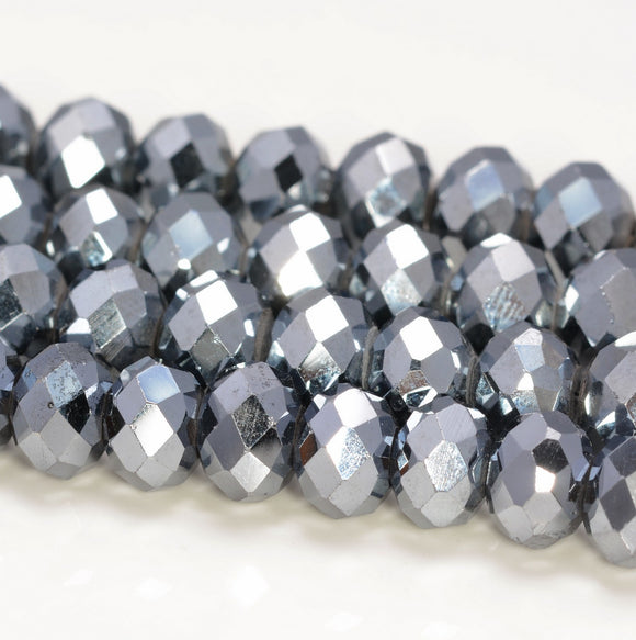 10x7MM  Terahertz Gemstone Micro Faceted Rondelle Loose Beads 7.5 inch Half Strand (80009939-A203)