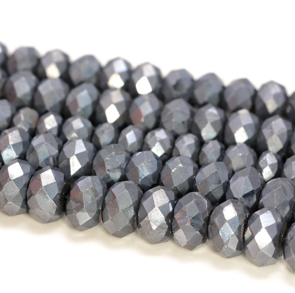 9x6MM Matte Terahertz Gemstone Micro Faceted Rondelle Loose Beads 7.5 inch Half Strand (80009940-A203)