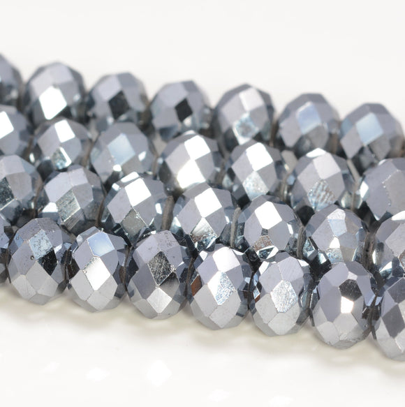 9x7MM  Terahertz Gemstone Micro Faceted Rondelle Loose Beads 7.5 inch Half Strand (80009941-A203)