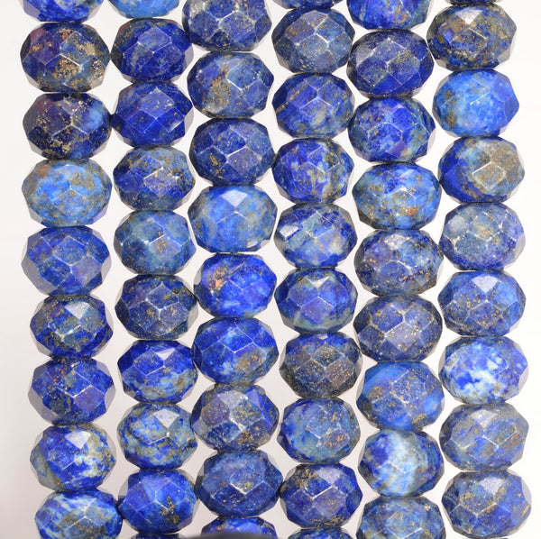 9x7MM Lapis Lazuli Gemstone Grade A Micro Faceted Rondelle Loose Beads 7.5 inch Half Strand (80009942-A203)