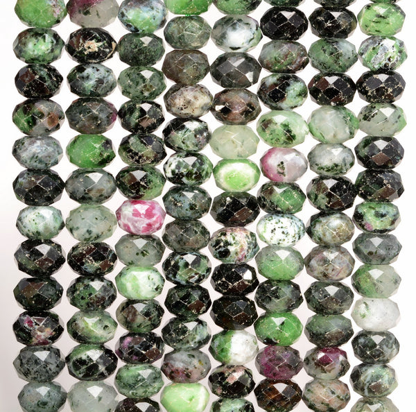 8x6MM Ruby Zoisite Gemstone Grade AB Micro Faceted Rondelle Loose Beads 15.5 inch Full Strand (80009943-A203)