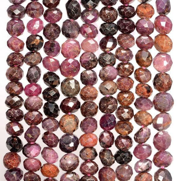 6x4MM Ruby Gemstone Grade B Micro Faceted Rondelle Loose Beads 15.5 inch Full Strand (80009949-A203)