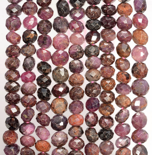 5x4MM Ruby Gemstone Grade B Micro Faceted Rondelle Loose Beads 15 inch Full Strand (80009959-A203)