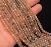 5x4MM Orange Moonstone Gemstone Grade AAA Micro Faceted Rondelle Loose Beads 15 inch Full Strand (80009960-A203)