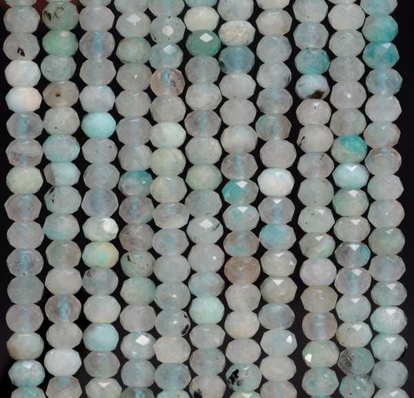 5x4MM Peru Amazonite Gemstone Micro Faceted Rondelle Loose Beads 15 inch Full Strand (80009963-A203)