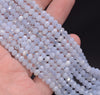 5x4MM Chalcedony Blue Lace Agate Gemstone Grade AAA Micro Faceted Rondelle Loose Beads 15 inch Full Strand (80009965-A203)