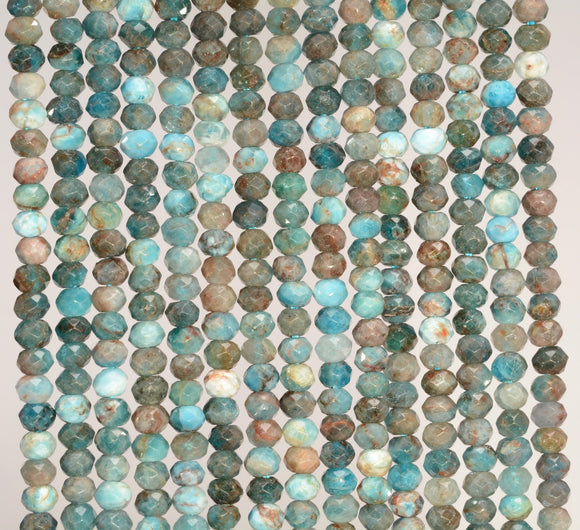 4x3MM Apatite Gemstone Grade A Micro Faceted Rondelle Loose Beads 15.5 inch Full Strand (80009990-A201)