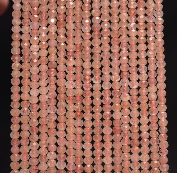 3x2MM Strawberry Lepidocrocite Quartz Gemstone Grade AAA Micro Faceted Rondelle Loose Beads 15.5 inch Full Strand (80010000-A201)