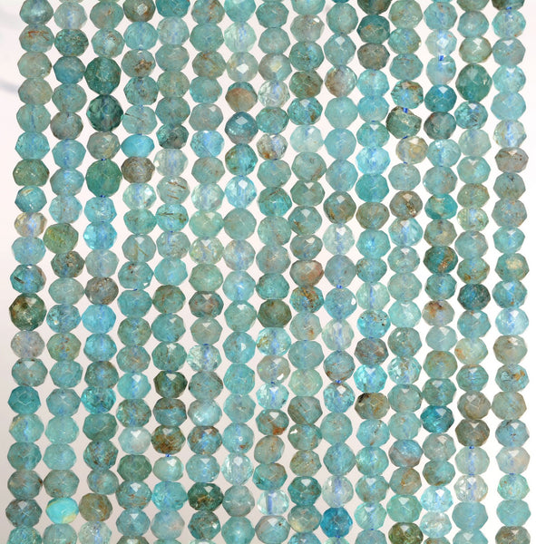 3x2MM Light Apatite Gemstone Grade AA Micro Faceted Rondelle Loose Beads 15.5 inch Full Strand (80010003-A201)