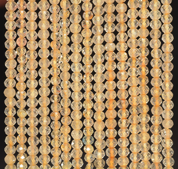 3x2MM Citrine Gemstone Grade AAA Micro Faceted Rondelle Loose Beads 15.5 inch Full Strand (80010017-A200)