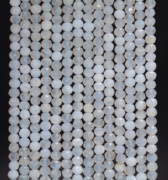 3x2MM Chalcedony Blue Lace Agate Gemstone Grade AAA Micro Faceted Rondelle Loose Beads 15.5 inch Full Strand (80010018-A200)