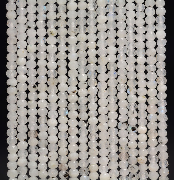 3x2MM Rainbow Moonstone Gemstone Grade AAA Micro Faceted Rondelle Loose Beads 15.5 inch Full Strand (80010023-A200)