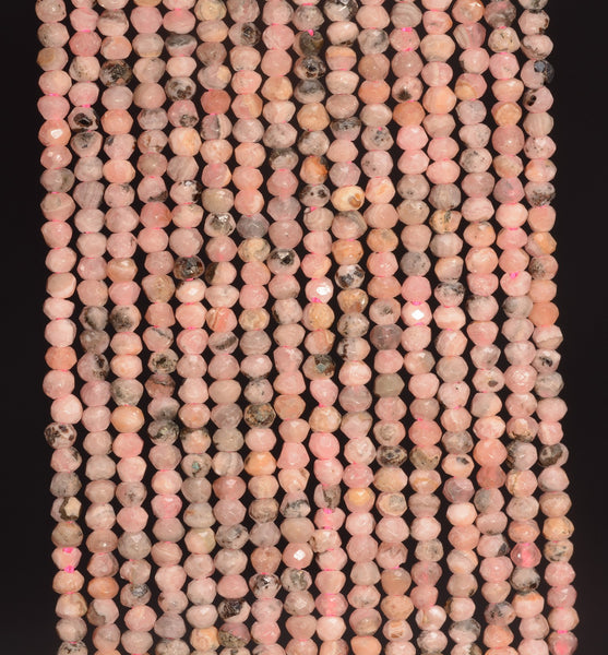 2x2MM Argentina Rhodochrosite Gemstone Grade AA Micro Faceted Rondelle Loose Beads 15 inch Full Strand (80010028-A200)