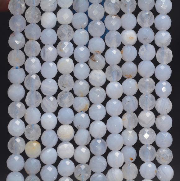 6MM Chalcedony Blue Lace Agate Gemstone Grade AA Micro Faceted Round Loose Beads 15.5 inch Full Strand (80010036-A200)