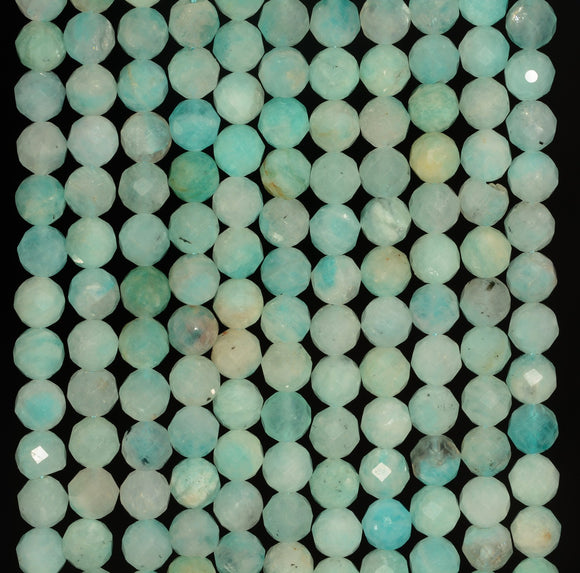 5MM Light Peru Amazonite Gemstone Grade AA Micro Faceted Round Loose Beads 15.5 inch Full Strand (80010044-A199)