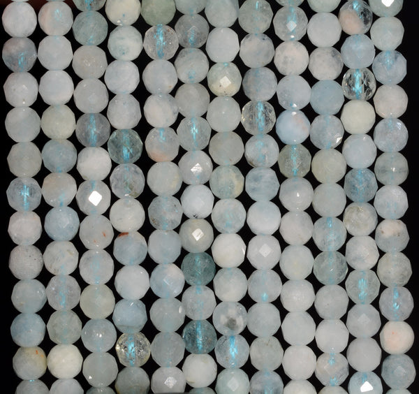 5MM Light Aquamarine Gemstone Grade A Micro Faceted Round Loose Beads 15.5 inch Full Strand (80010045-A199)