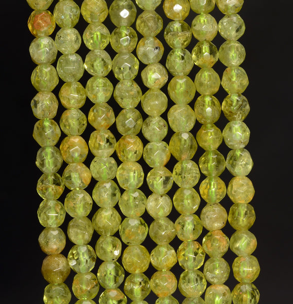 5MM Peridot Gemstone Grade A Faceted Round Loose Beads 15.5 inch Full Strand (80010047-A199)