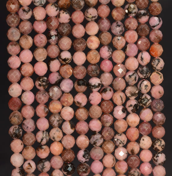 5MM Rhodonite Gemstone Grade A Micro Faceted Round Loose Beads 15.5 inch Full Strand (80010050-A199)