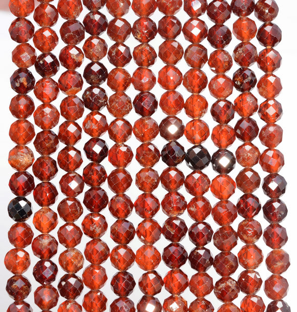 5MM Hessonite Garnet Gemstone Grade AAA Micro Faceted Round Loose Beads 15.5 inch Full Strand (80010051-A199)