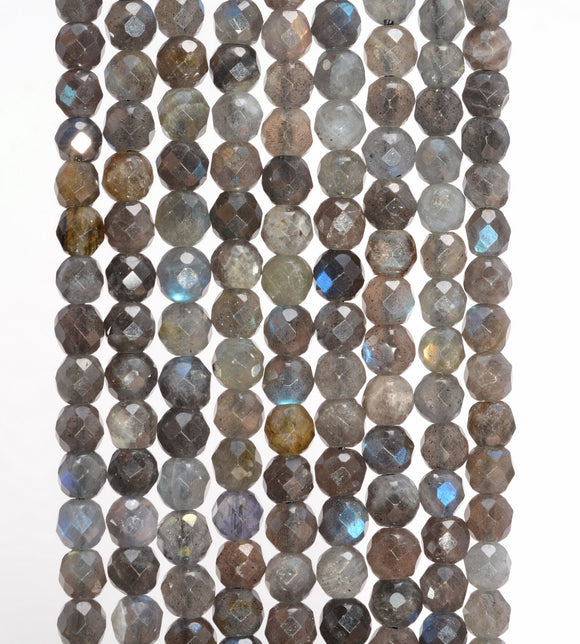 4MM Black Labradorite Gemstone Grade AA Micro Faceted Round Loose Beads 15.5 inch Full Strand (80010069-A198)