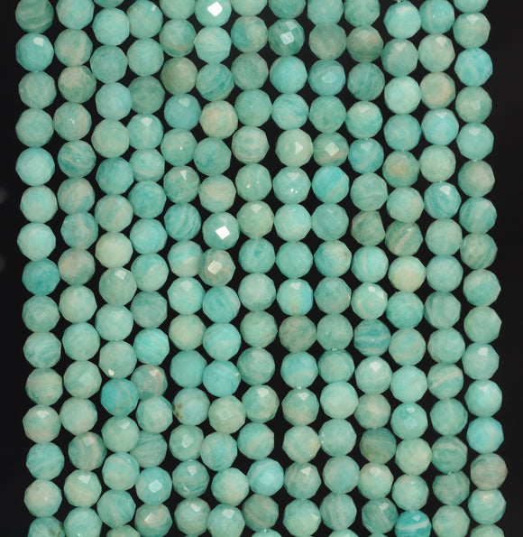 4MM Amazonite Gemstone Grade AAA Micro Faceted Round Loose Beads 15.5 inch Full Strand (80010072-A198)