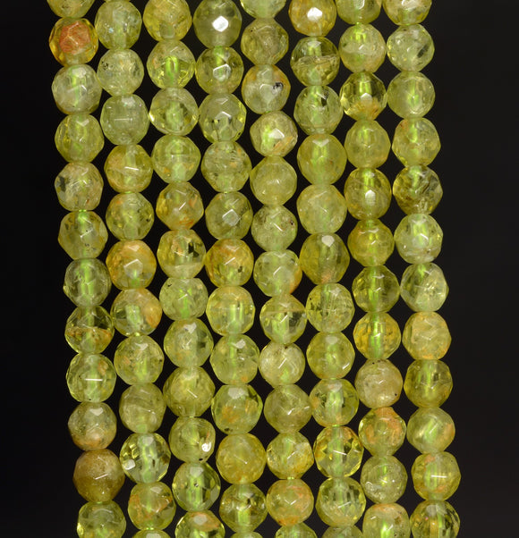 4MM Peridot Gemstone Grade A Faceted Round Loose Beads 15.5 inch Full Strand (80010073-A198)