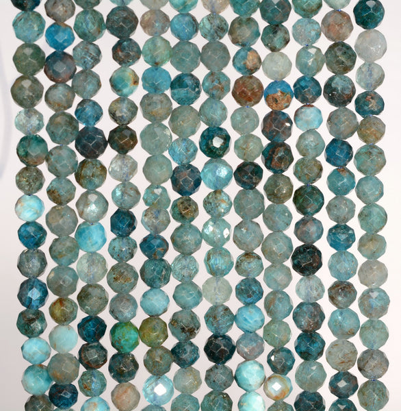 4MM Apatite Gemstone Grade A Micro Faceted Round Loose Beads 15.5 inch Full Strand (80010074-A198)