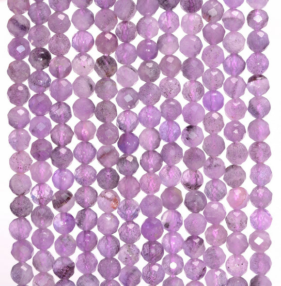 4MM  Lavender Amethyst Gemstone Grade AA Micro Faceted Round Loose Beads 15 inch Full Strand (80010077-A197)