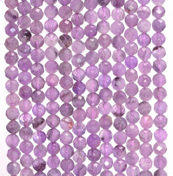 4MM  Lavender Amethyst Gemstone Grade AA Micro Faceted Round Loose Beads 15 inch Full Strand (80010077-A197)