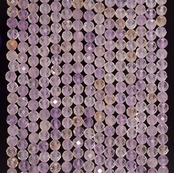 4MM Light Ametrine Gemstone Grade AAA Micro Faceted Round Loose Beads 15.5 inch Full Strand (80010078-A197)