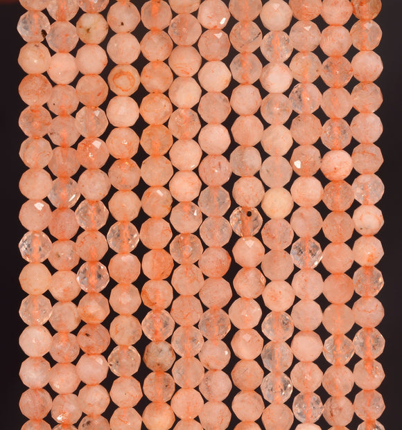 4MM Sunstone Gemstone Grade AAA Micro Faceted Round Loose Beads 15 inch Full Strand (80010079-A197)