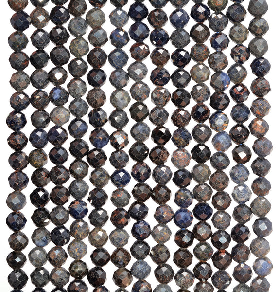 3MM Dark Blue Blue Sapphire Gemstone Grade A Micro Faceted Round Loose Beads 15.5 inch Full Strand (80010085-A197)