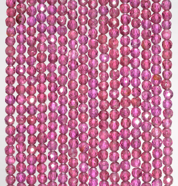 3MM Pink Garnet Gemstone Grade AAA Micro Faceted Round Loose Beads 15.5 inch Full Strand (80010088-A197)