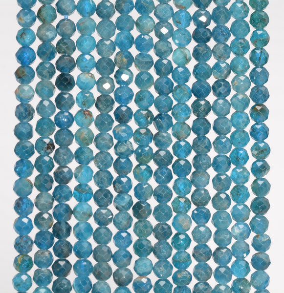 3MM Apatite Gemstone Grade AAA Micro Faceted Round Loose Beads 15.5 inch Full Strand (80010090-A197)