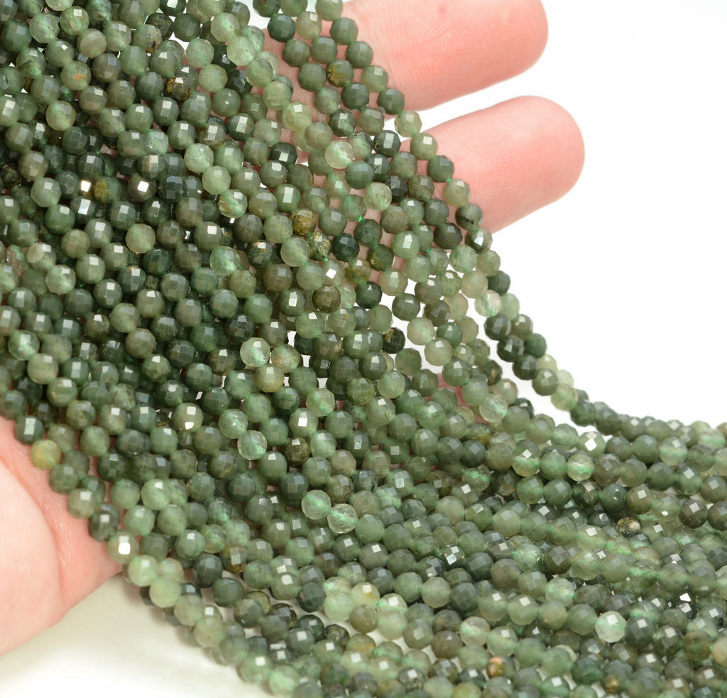 AAA Green Onyx Micro Faceted 3mm Beads -RB0202