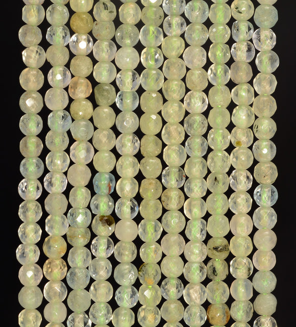 3MM Prehnite Gemstone Grade A Faceted Round Loose Beads 15.5 inch Full Strand (80010102-A197)