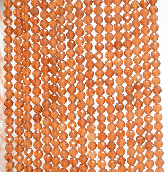 2MM Hessonite Garnet Gemstone Grade AAA Micro Faceted Round Loose Beads 15.5 inch Full Strand (80010143-A196)