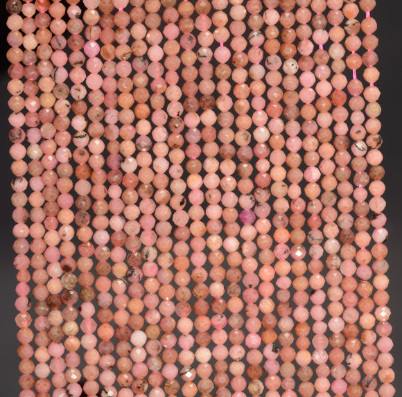 2MM Rhodochrosite Gemstone Grade AAA Micro Faceted Round Loose Beads 15.5 inch Full Strand (80010146-A196)