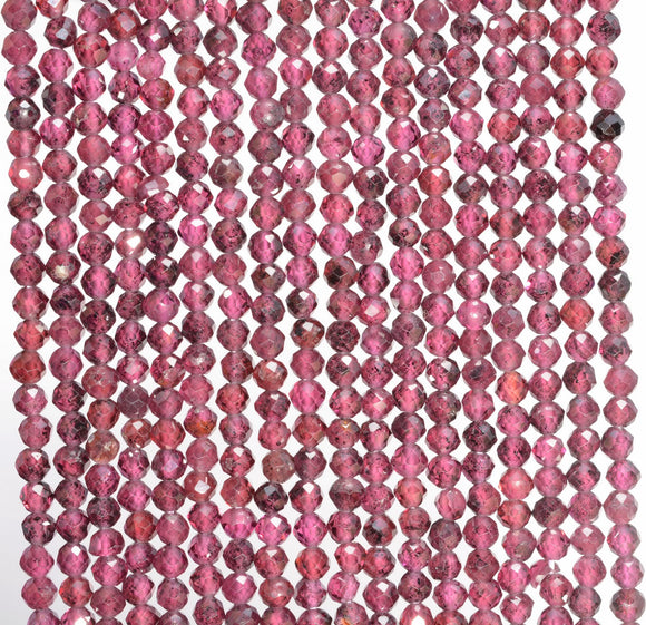 3MM Red Garnet Gemstone Grade AAA Micro Faceted Round Loose Beads 15.5 inch Full Strand (80010148-A196)