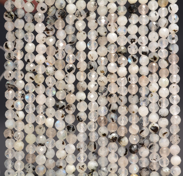 2MM Rainbow Moonstone Gemstone Grade A Micro Faceted Round Loose Beads 15.5 inch Full Strand (80010152-A195)