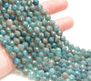 8MM Blue Apatite Gemstone Grade A Micro Faceted Round Loose Beads 15 inch Full Strand (80010164-A195)