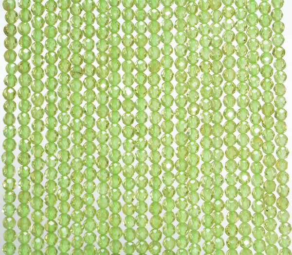 3MM Peridot Gemstone Grade AAA Micro Faceted Round Loose Beads 15.5 inch Full Strand (80010181-A194)