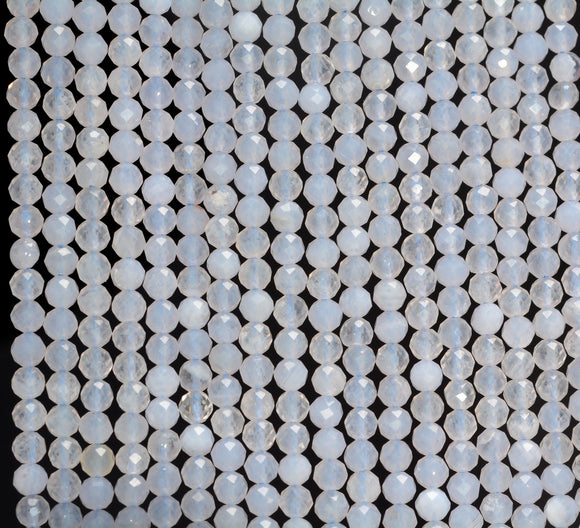 3MM Light Blue Chalcedony Blue Lace Agate Gemstone Grade AA Micro Faceted Round Loose Beads 15.5 inch Full Strand (80010207-A193)