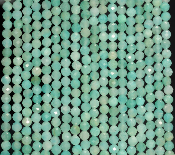 4MM Light Green Amazonite Gemstone Grade AAA Micro Faceted Round Loose Beads 15 inch Full Strand (80010209-A193)