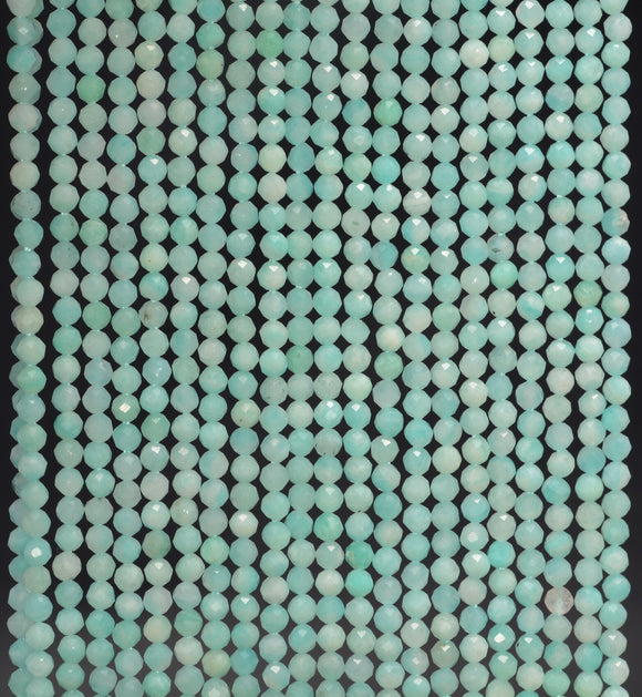 2MM Light Blue Amazonite Gemstone Grade AAA Micro Faceted Round Loose Beads 15.5 inch Full Strand (80010211-A192)