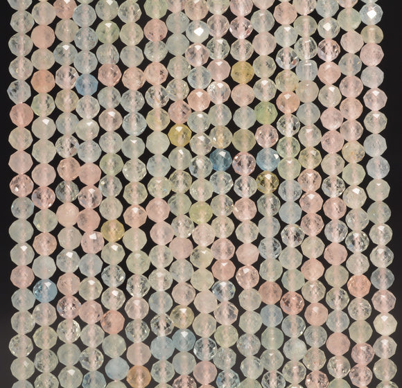 3MM Pink Morganite Gemstone Grade AAA Micro Faceted Round Loose Beads 15.5 inch Full Strand (80010215-A192)