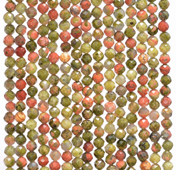 2.5MM Red Green Unakite Gemstone Grade AAA Micro Faceted Round Loose Beads 15.5 inch Full Strand (80010218-A192)