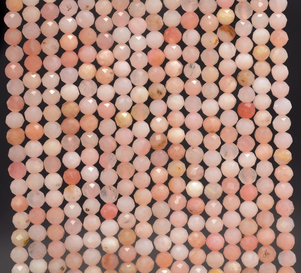 3MM Pink Opal Gemstone Grade AAA Micro Faceted Round Loose Beads 15.5 inch Full Strand (80010219-A192)