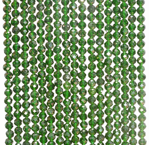 3MM Green Sandstone Gemstone Grade AAA Micro Faceted Round Loose Beads 15.5 inch Full Strand (80010223-A192)